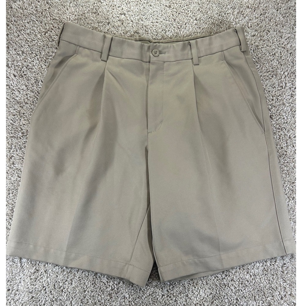 Nike Golf Shorts Mens 32 Khaki Pleated Performance Grip GolfCore Country Club